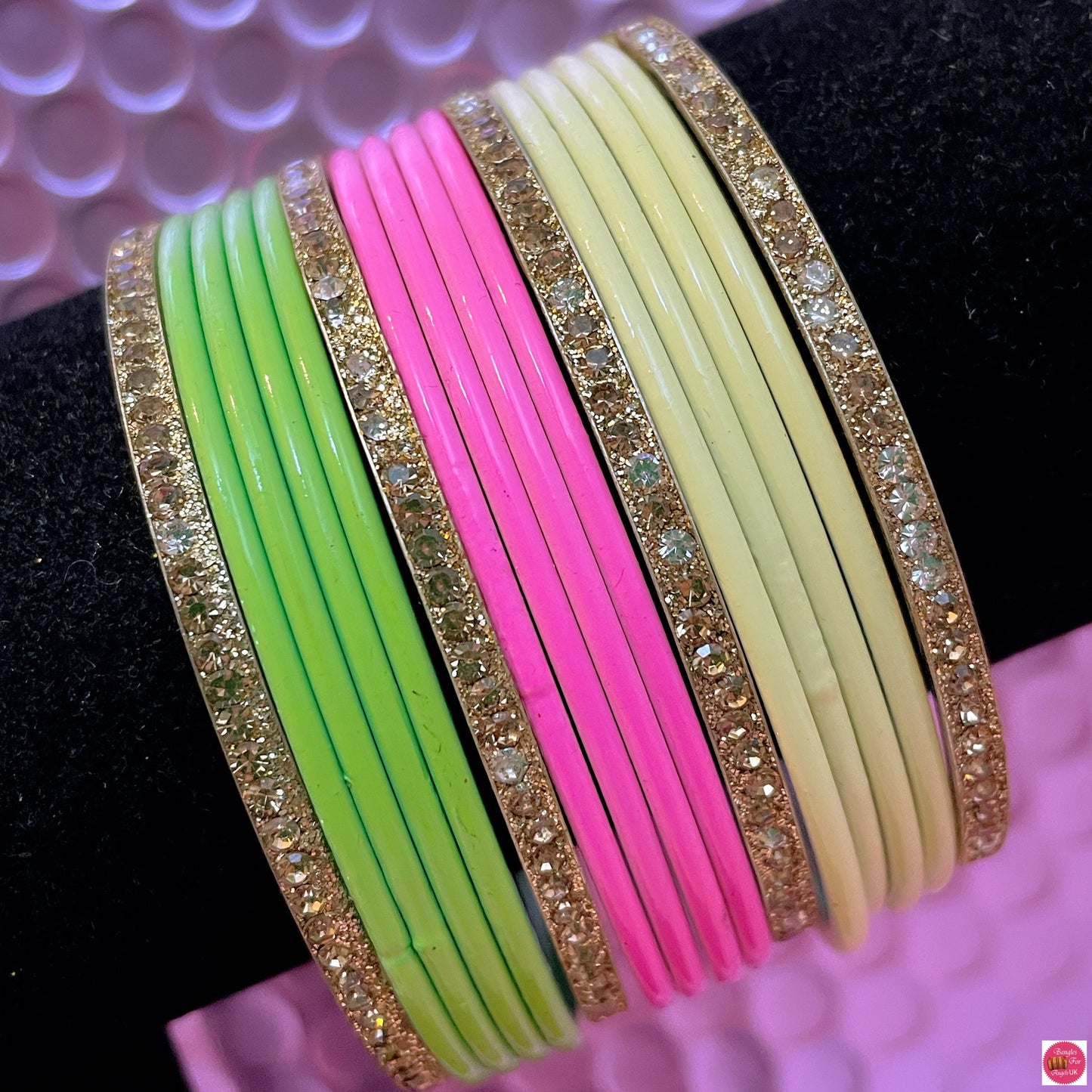 Zirconia Metal Bangles Sets- Various Colours