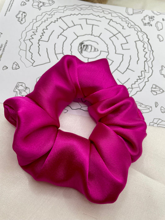 Royal Fuschia Silk Scrunchie