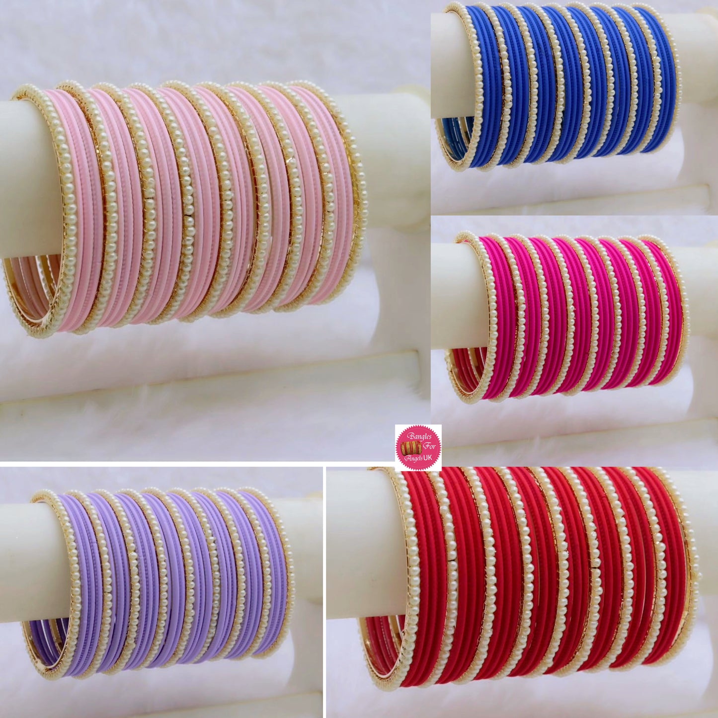 Pearl Metal Bangles Sets- Various Colours