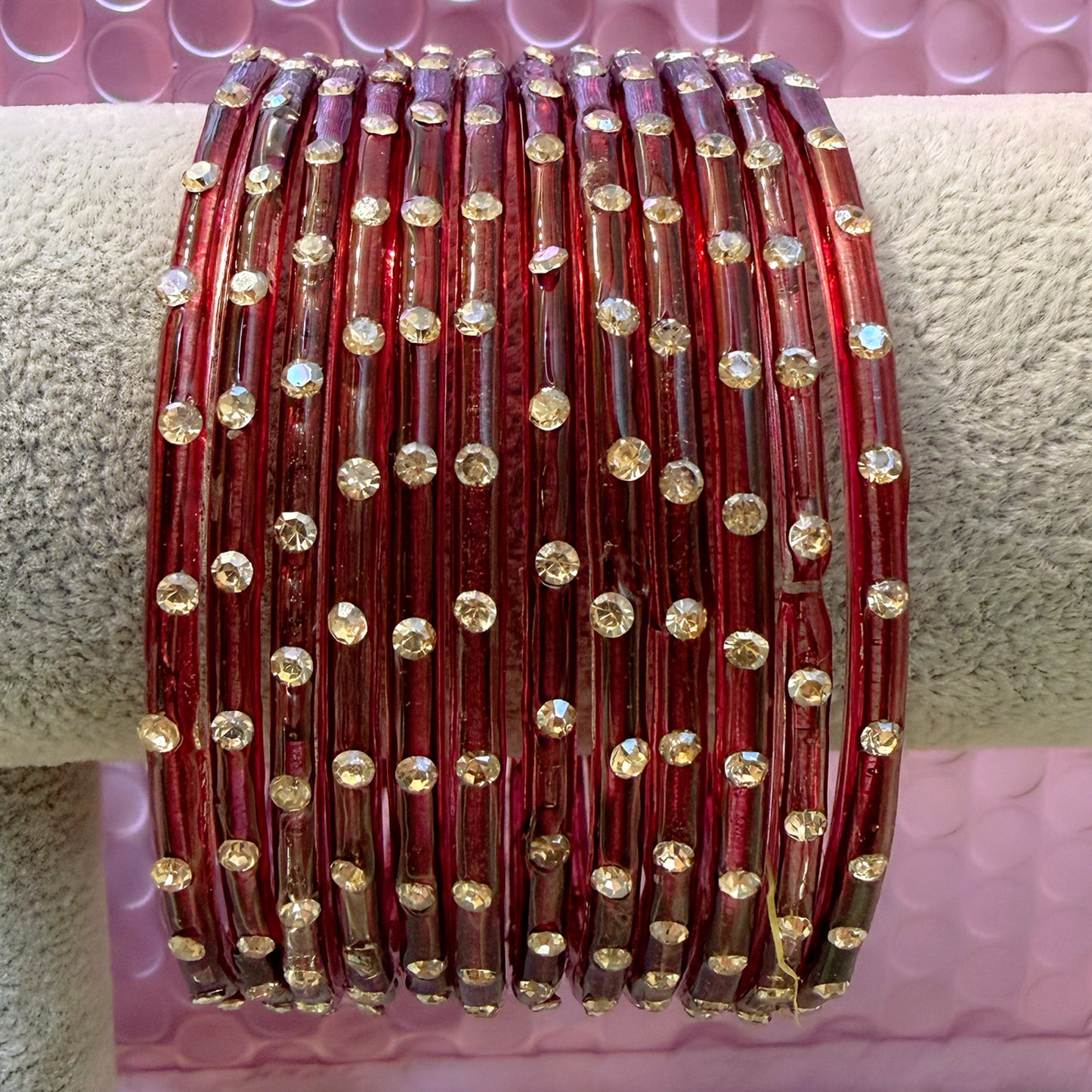 Stone Glass Bangles in various colours- Size 2.10
