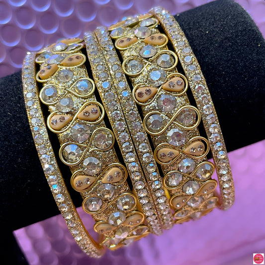 Gold Metal Bangles Set- Size 2.10