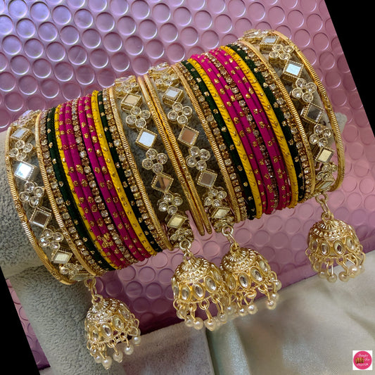 Kundan Multicoloured Hanging Metal Karas