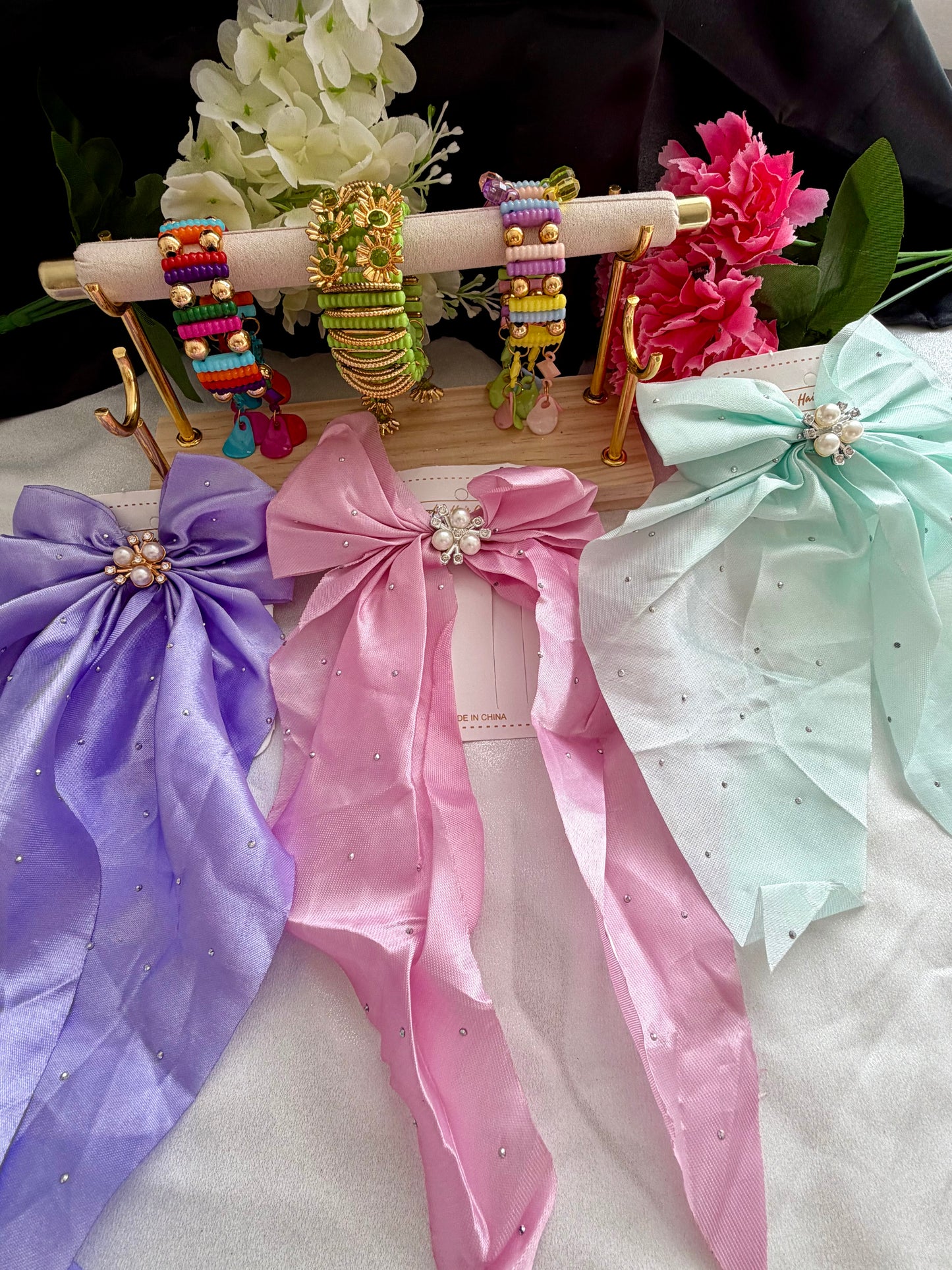 Kids Hair Bow & Bracelet Combo Bag