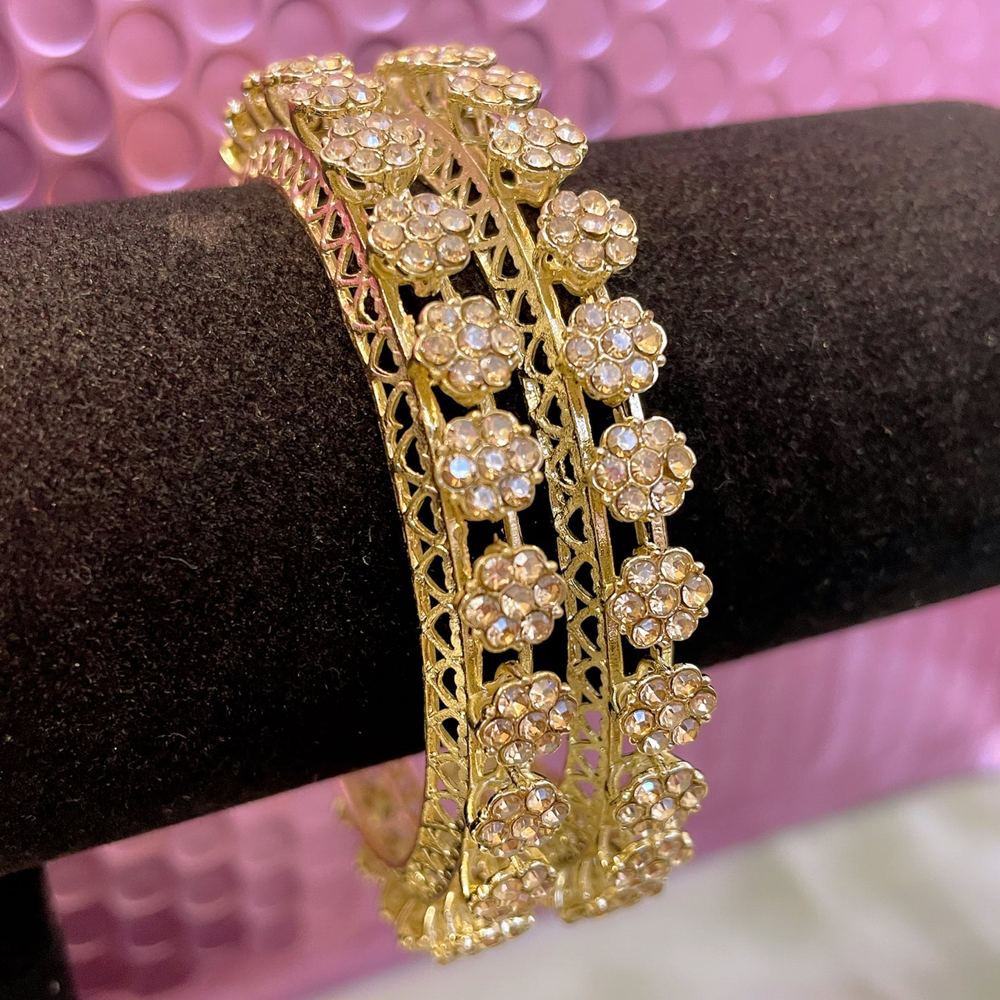 Gold Zirconia Flower Karas