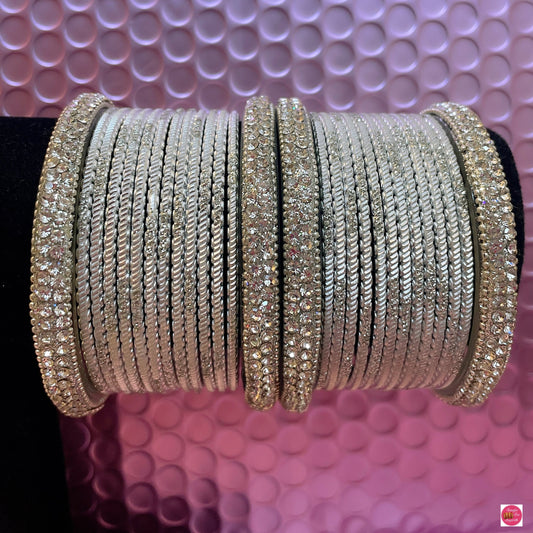 Silver Metal Bangles Set- Size 2.2