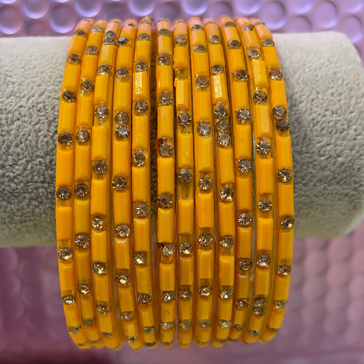 Stone Glass Bangles in various colours- Size 2.14