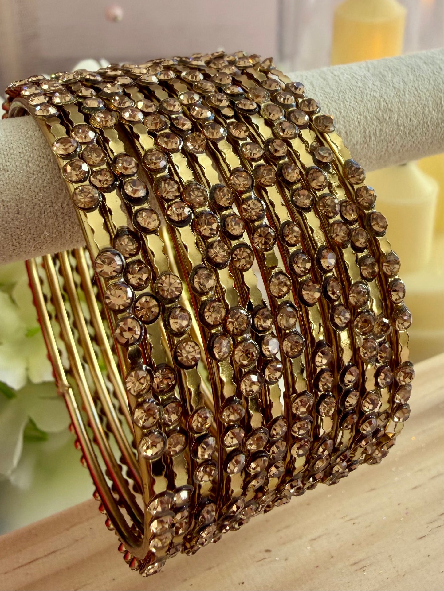 Gold Stone Metal Bangles Set