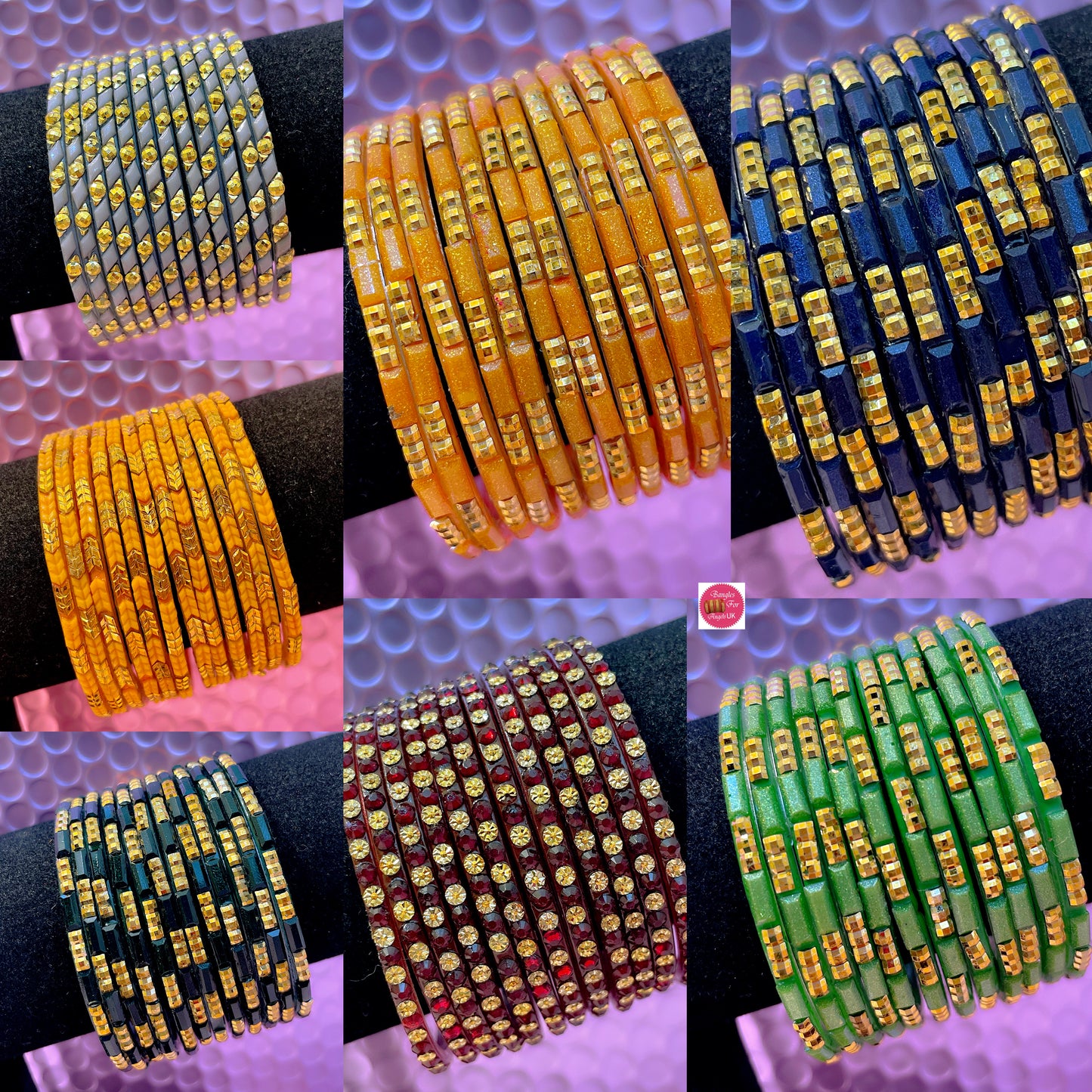 Designer Glass Bangles- Size 2.4