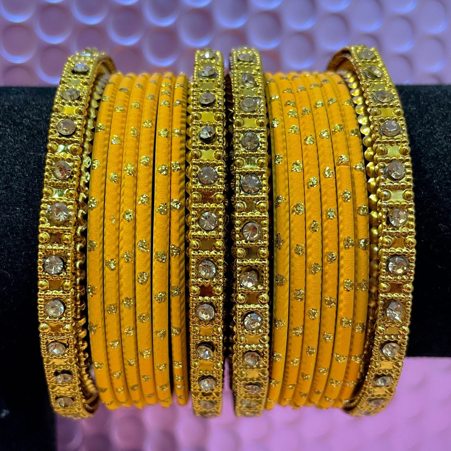 Gold Diamante Metal Bangles Sets- Various Colours