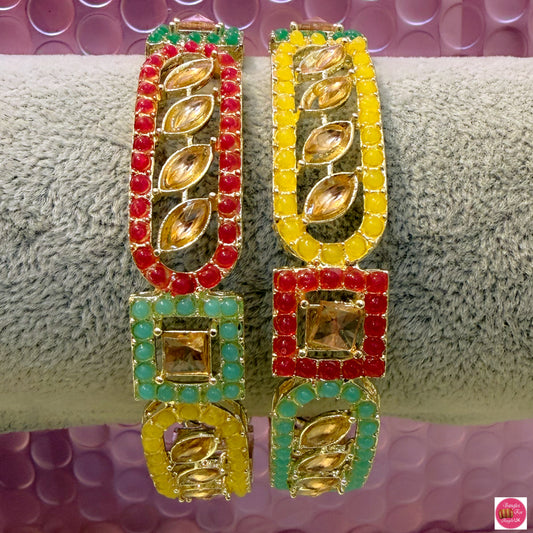 Multicoloured Kundan Karas