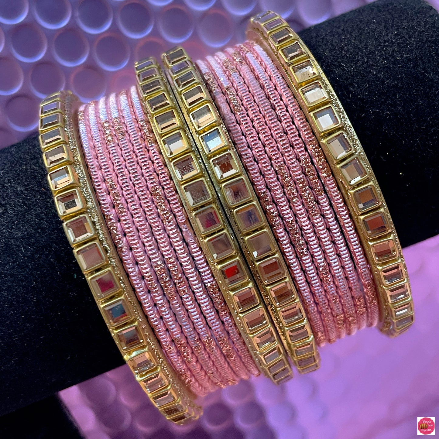 Kundan Metal Bangles Set- Various Colours