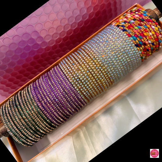 Zirconia Glass Bangles Combo- Size 2.4/2.6/2.8