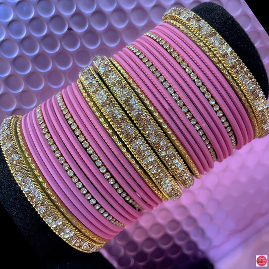 Rouge Pink & Gold Bangles Set