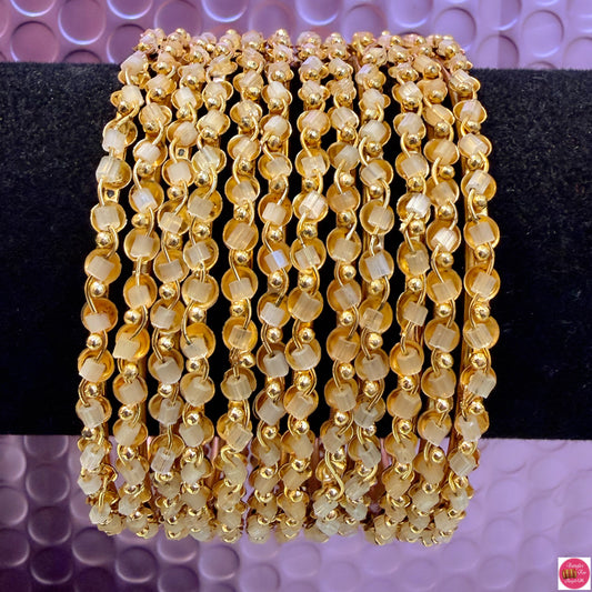 Rose Gold Stone Metal Bangles Set