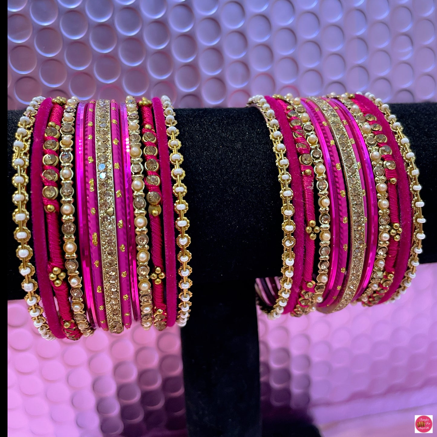 Pearl Thread Metal Bangles Sets- Various Colours