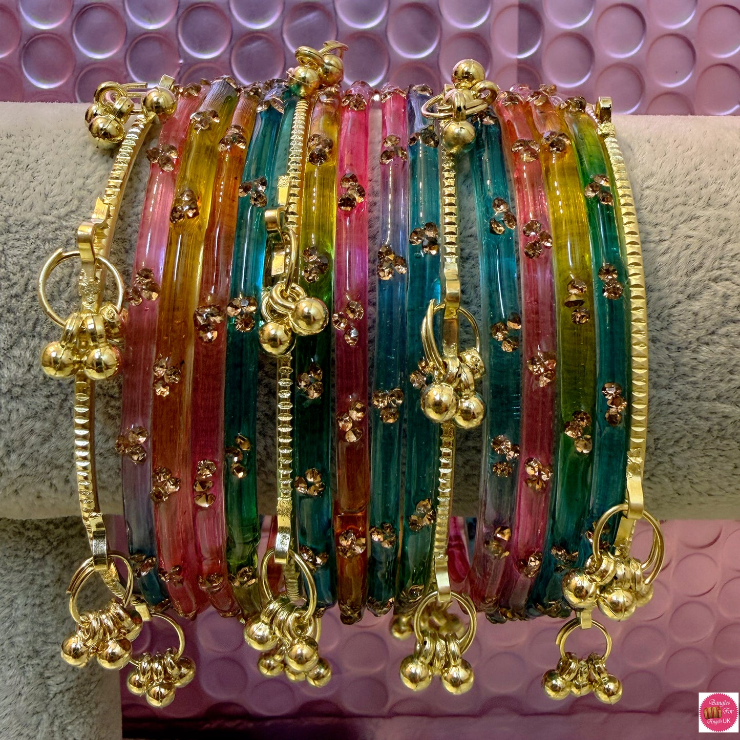 Kashmiri Multicolour Glass Bangles Set- Size 2.6/2.8