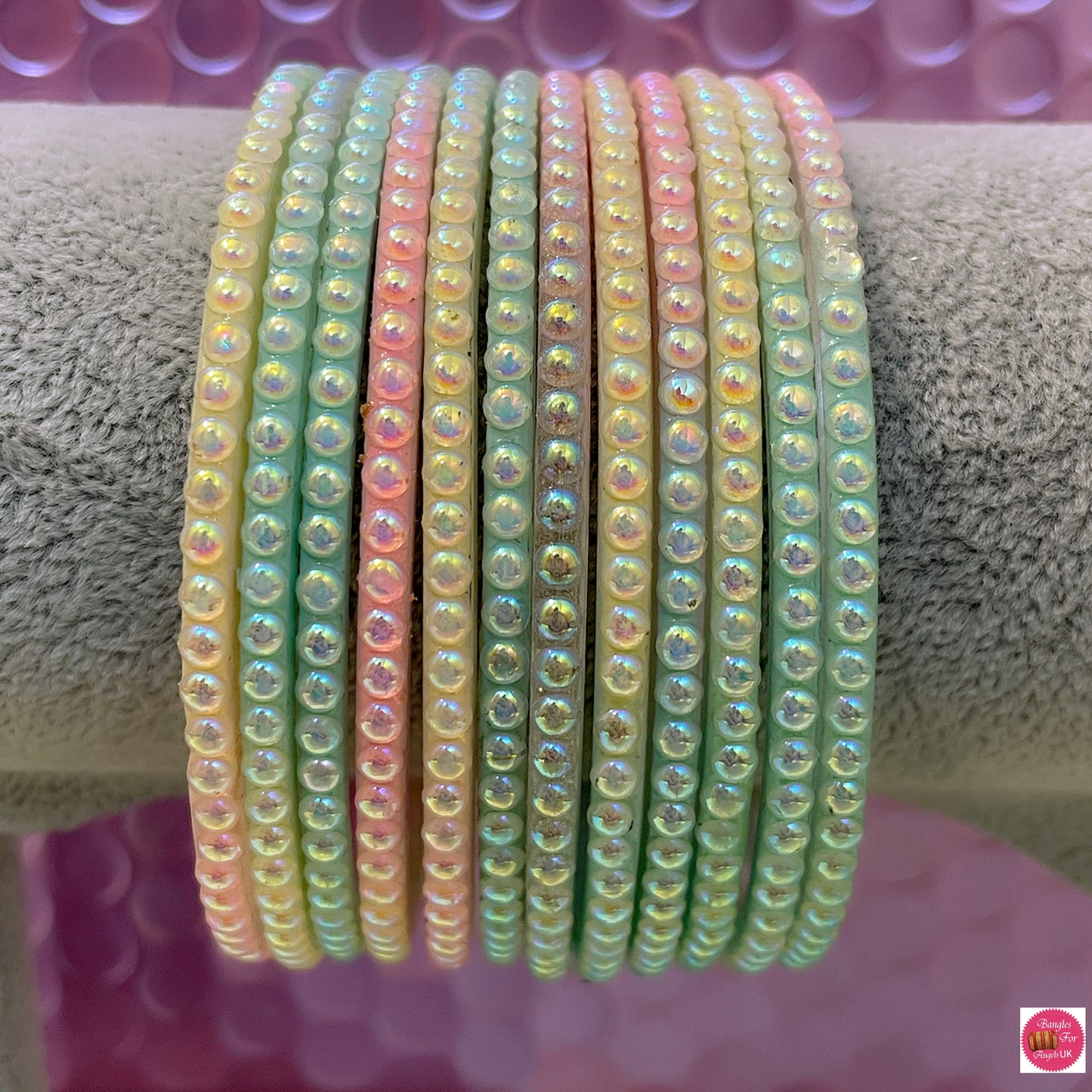 Multi Pearl Glass Bangles- Size 2.4/2.6/2.8