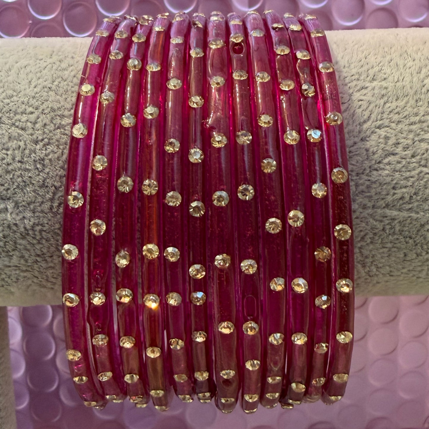 Stone Glass Bangles in various colours- Size 2.10
