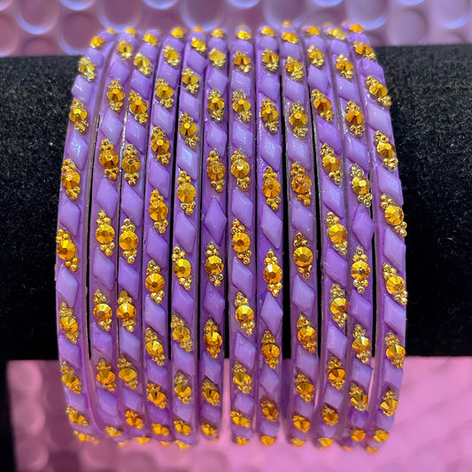 Lilac/Lavender Glass Bangles- Size 2.6