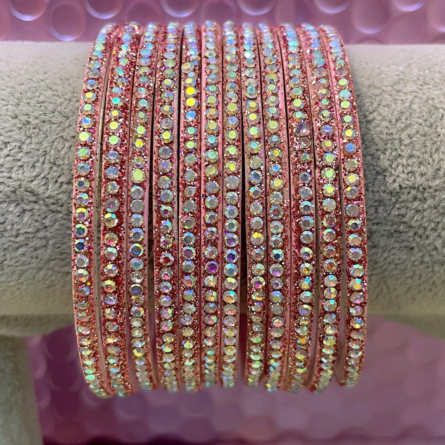 Pink Zirconia Glass Bangles- Size 2.6/2.8