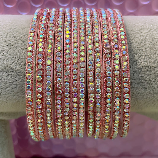 Pink Zirconia Glass Bangles- Size 2.4/2.6/2.8