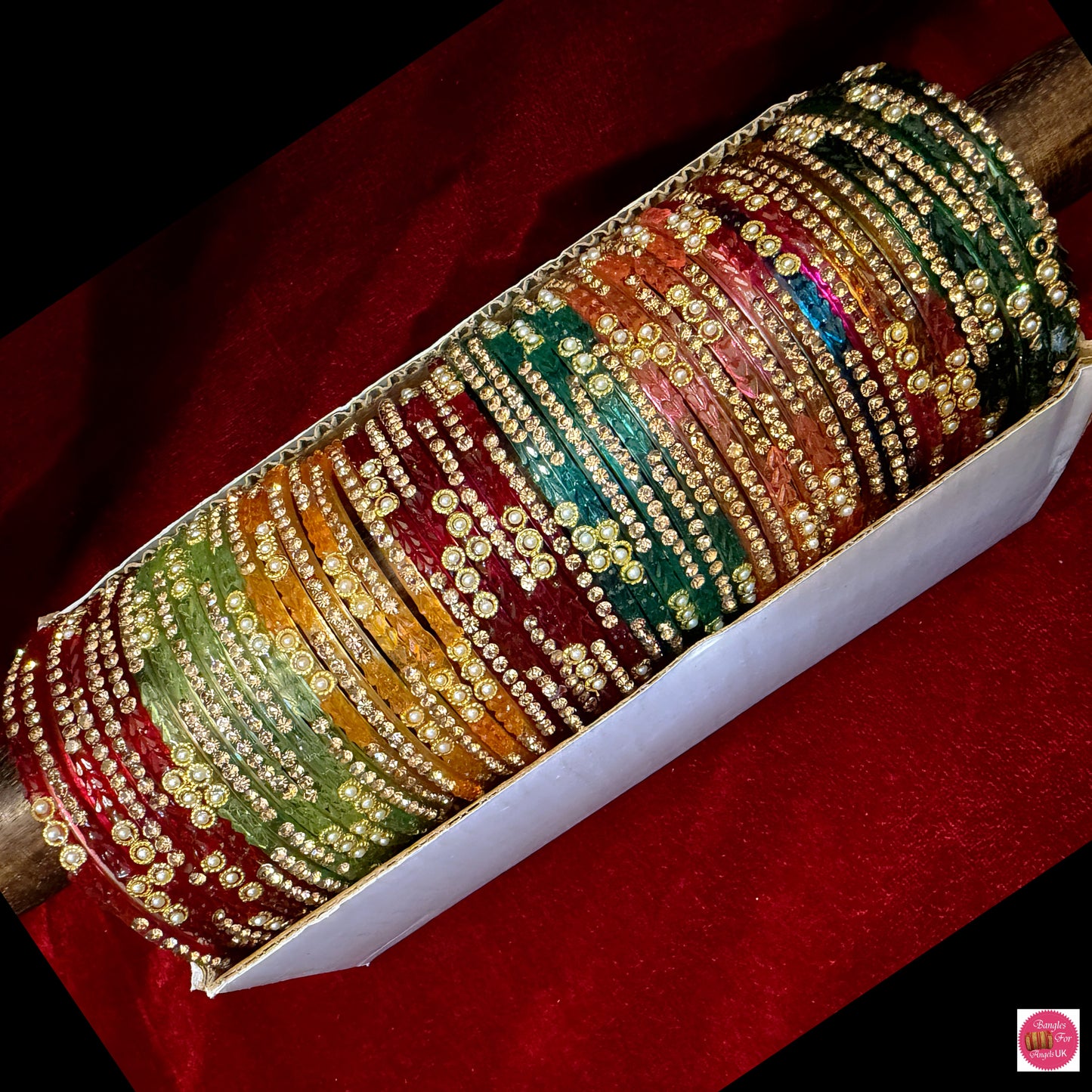 Pearl Zirconia Glass Bangles Combo