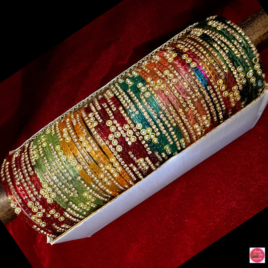 Pearl Zirconia Glass Bangles Combo