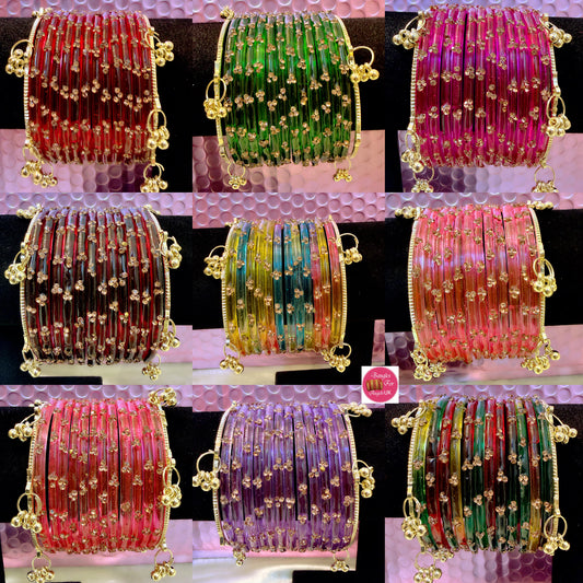Kashmiri Glass Bangles Sets- Combo Of 9 Sets