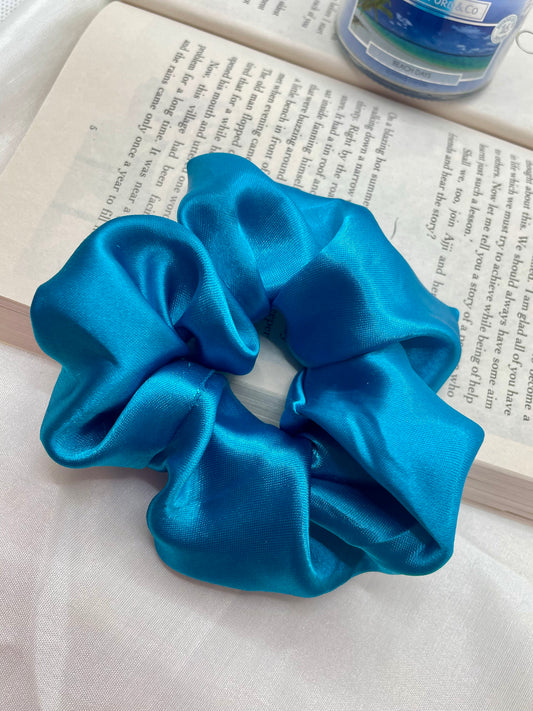 Teal Satin Scrunchie