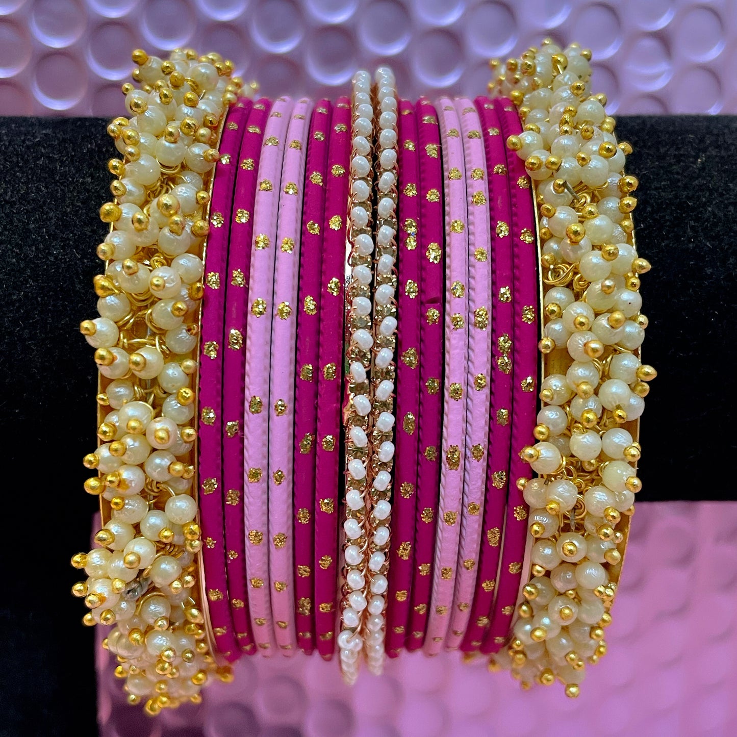 Pearl Metal Bangles Sets- Various Colours