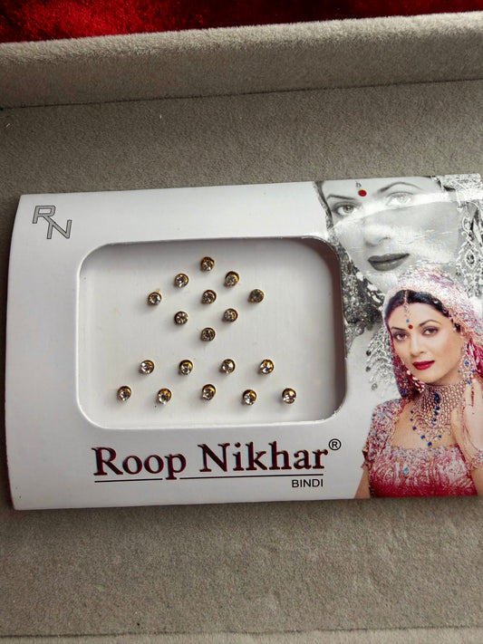 Gold White Stone Bindi Pack- X small