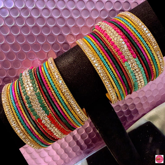 Multicoloured Metal Bangles Set