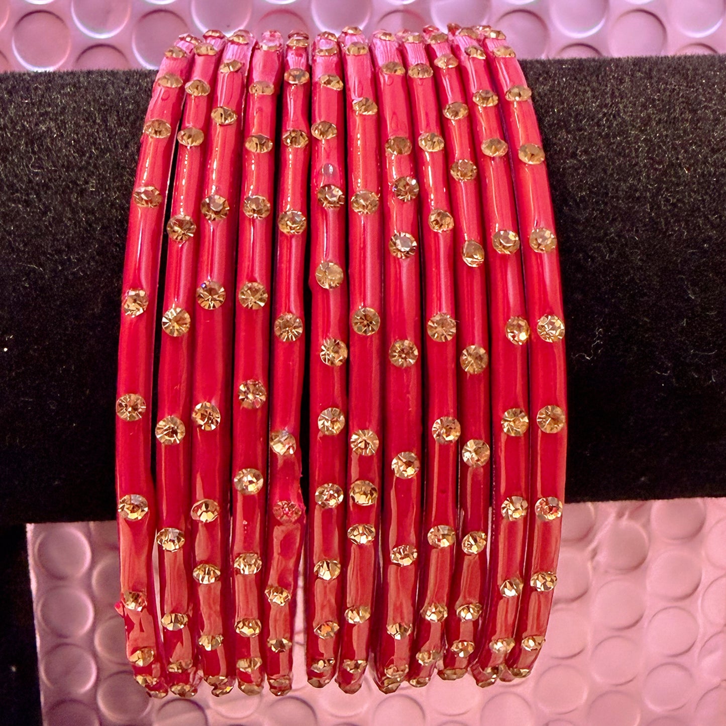 Stone Glass Bangles in various colours- Size 2.10