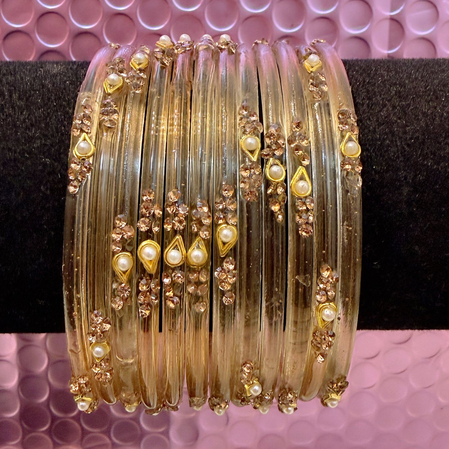 Pearl Glass Bangles in various colours- Size 2.6/2.8