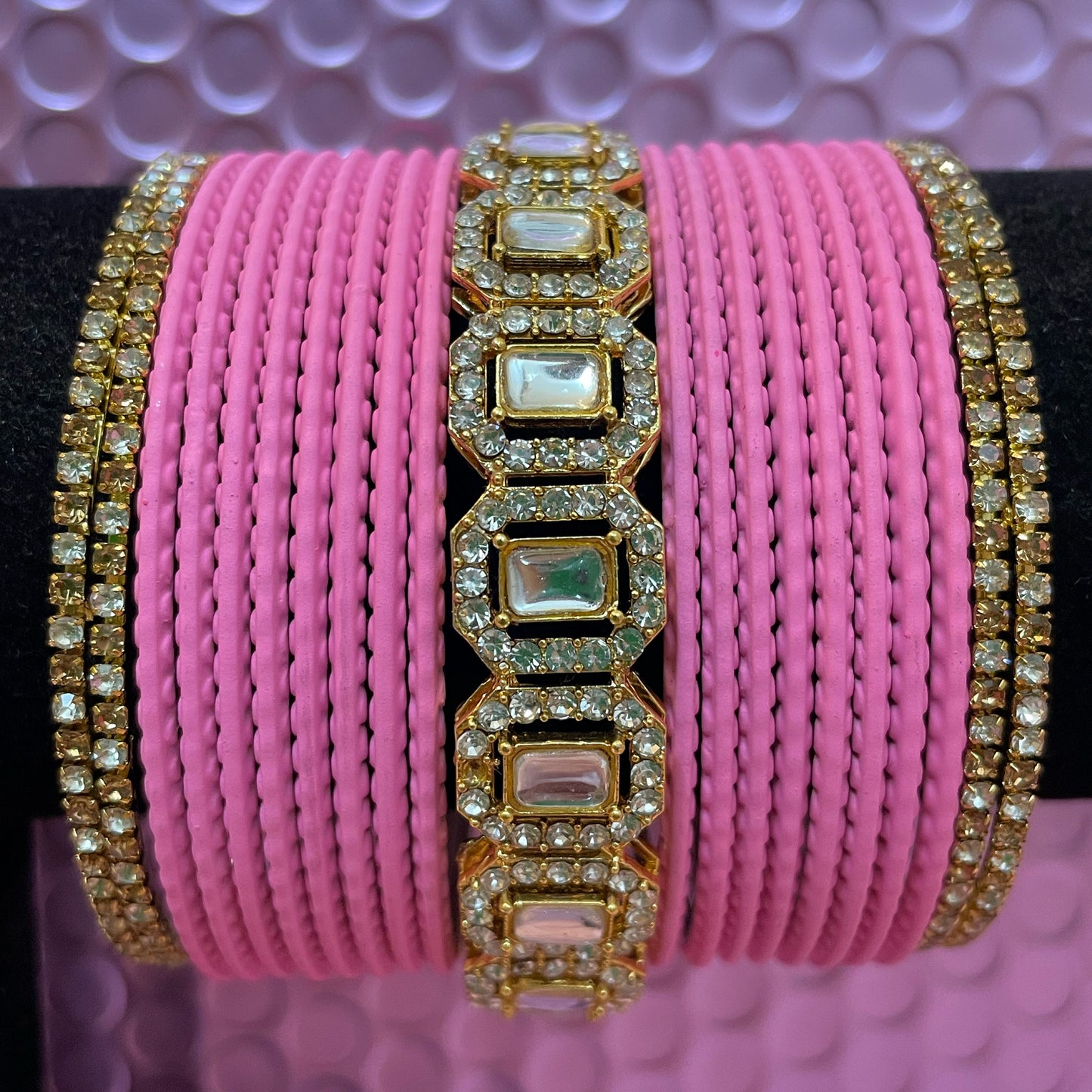 Zirconia Gold Metal Bangles Sets- Various Colours