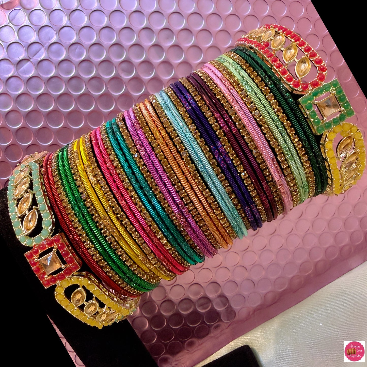 Multicoloured Zirconia Metal Bangles