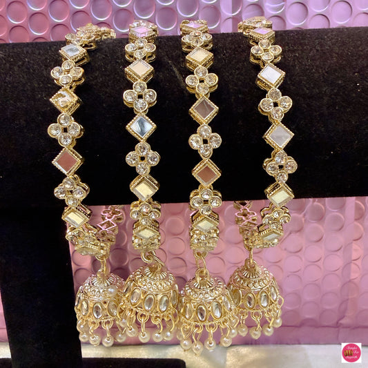 Kundan Mirror Gold Hanging Metal Karas