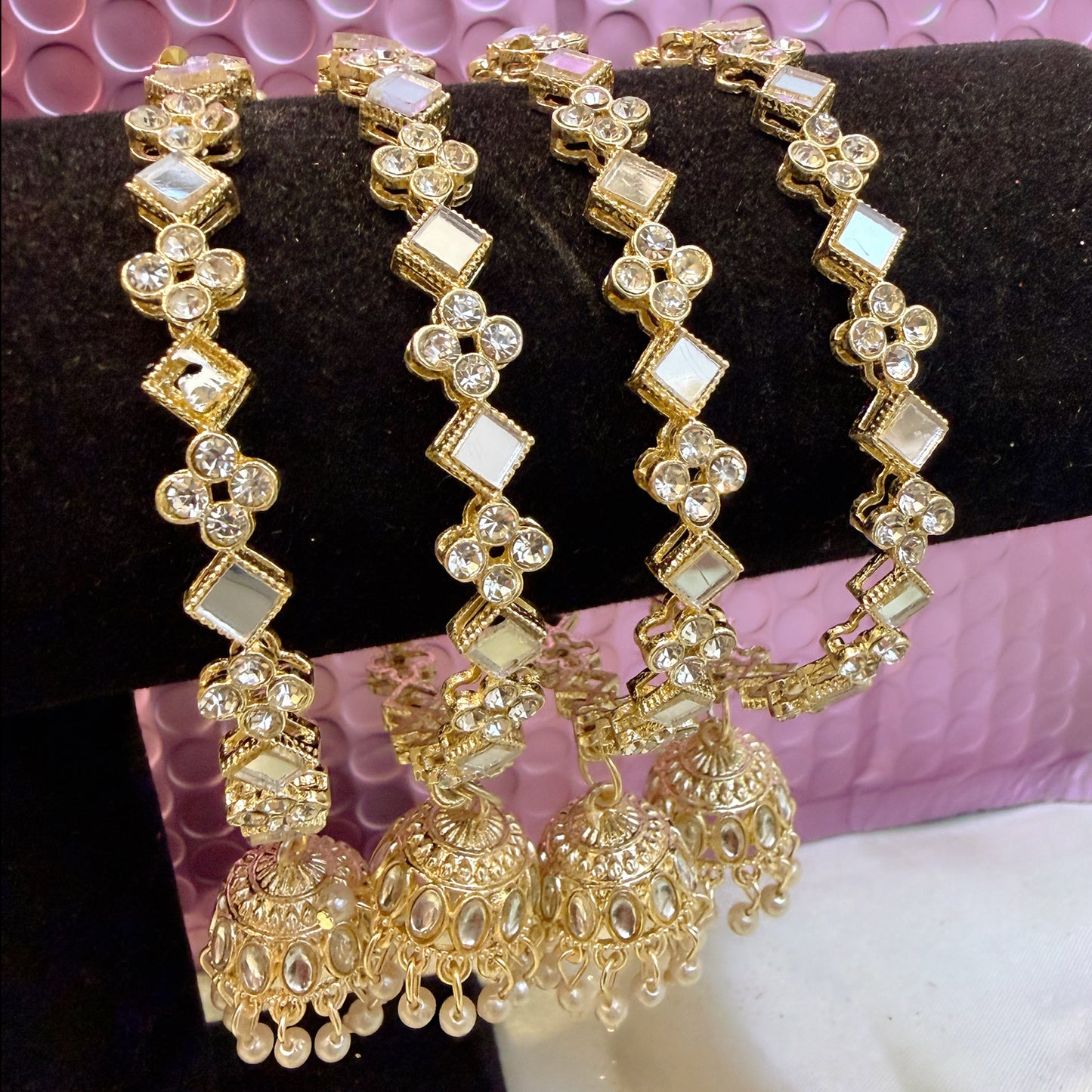 Kundan Mirror Gold Hanging Metal Karas