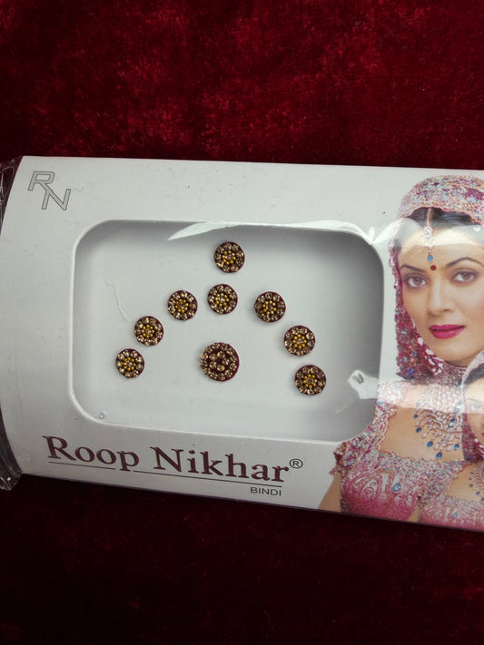 Maroon Gold Stone Bindi