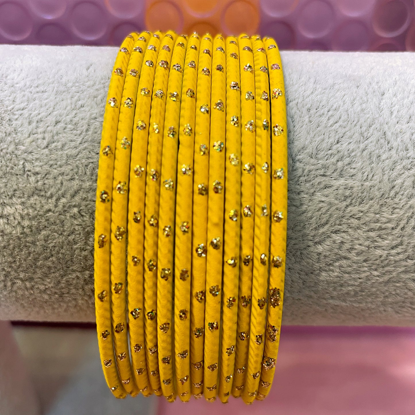 Turmeric Yellow Metal Bangles- Size 2.12