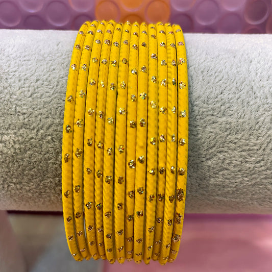 Turmeric Yellow Metal Bangles- Size 2.12