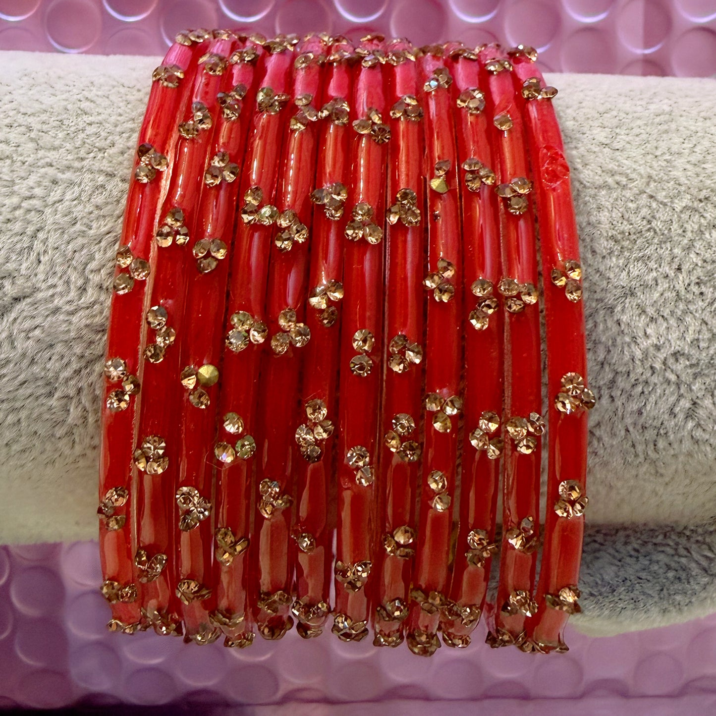 Zirconia Glass Bangles in various Colours- Size 2.6/2.8