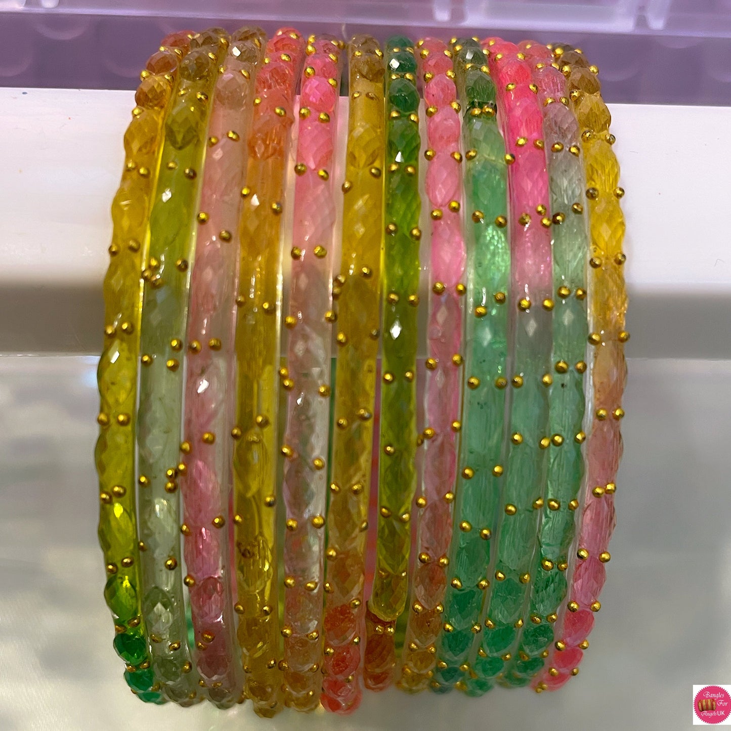 Rain Drop Glass Bangles- Various Colours in size 2.4/2.6/2.8