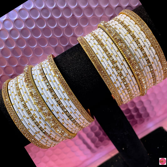 Gold & White Zirconia Bangles Set