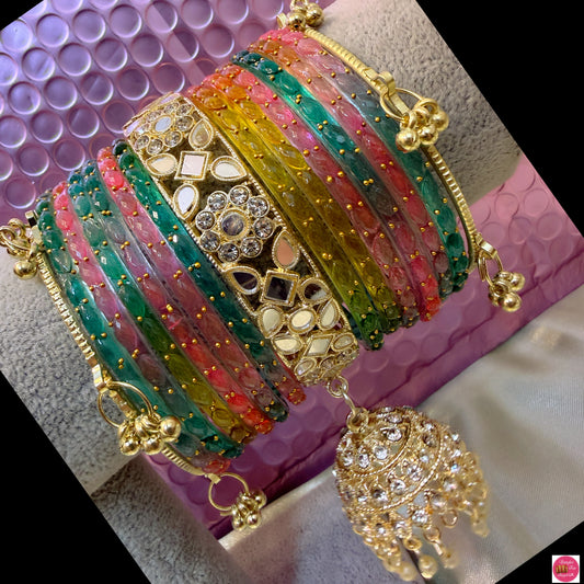 Multicoloured Kashmiri Hanging Bangles Set