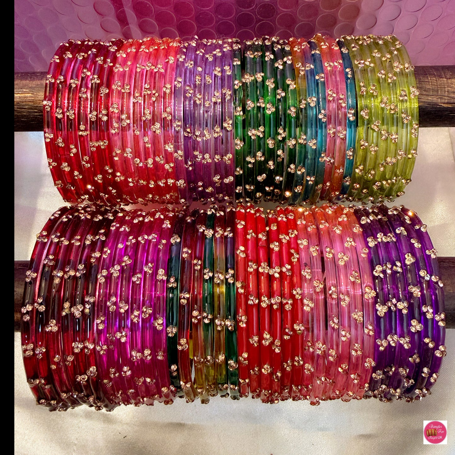 Zirconia Glass Bangles Combo Box Of 12 Sets: Size 2.6/2.8