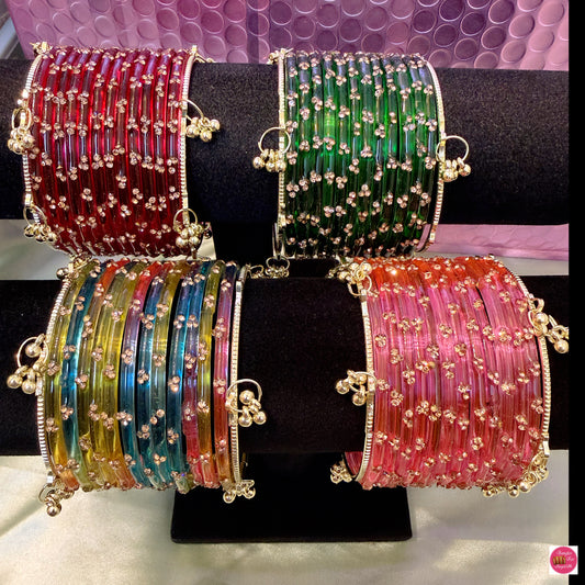 Kashmiri Glass Bangles Set Combo- Size 2.6/2.8