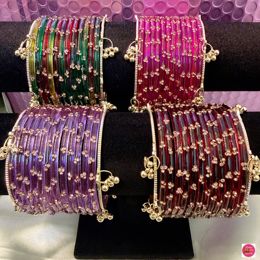 Kashmiri Glass Bangles Set Combo- Size 2.6/2.8