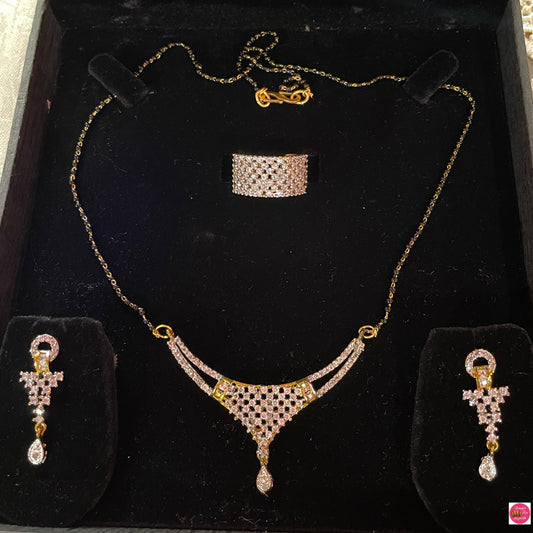American Diamonds Mangalsutra, Earings & Finger Ring Set