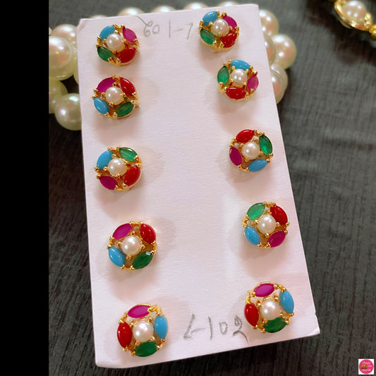 Multicoloured Pearl Studs